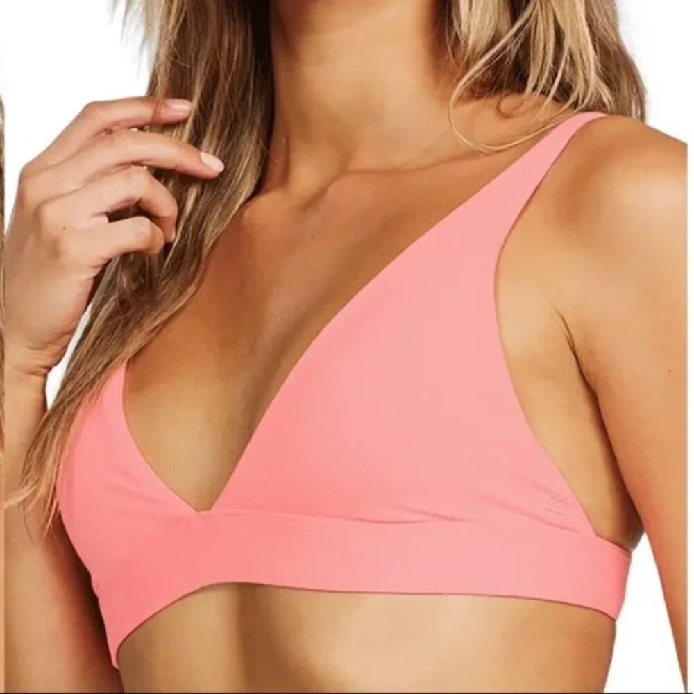 Billabong Sol Searcher Banded Hi Point Bikini Top Acid Pink L/12 - Picture 3 of 4